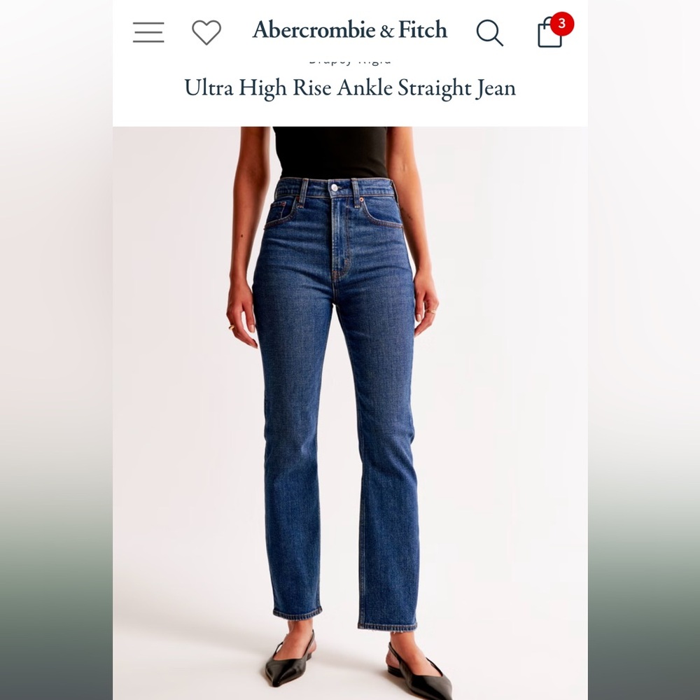 Abercrombie Women's
Ultra High Rise Ankle Straight Jean sz 25, inseam 26.75”